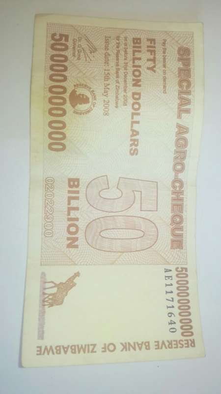 RESERVE BANK OF ZIMBABWE - FIFTY BILLION DOLLARS 50 000 000 000!!!